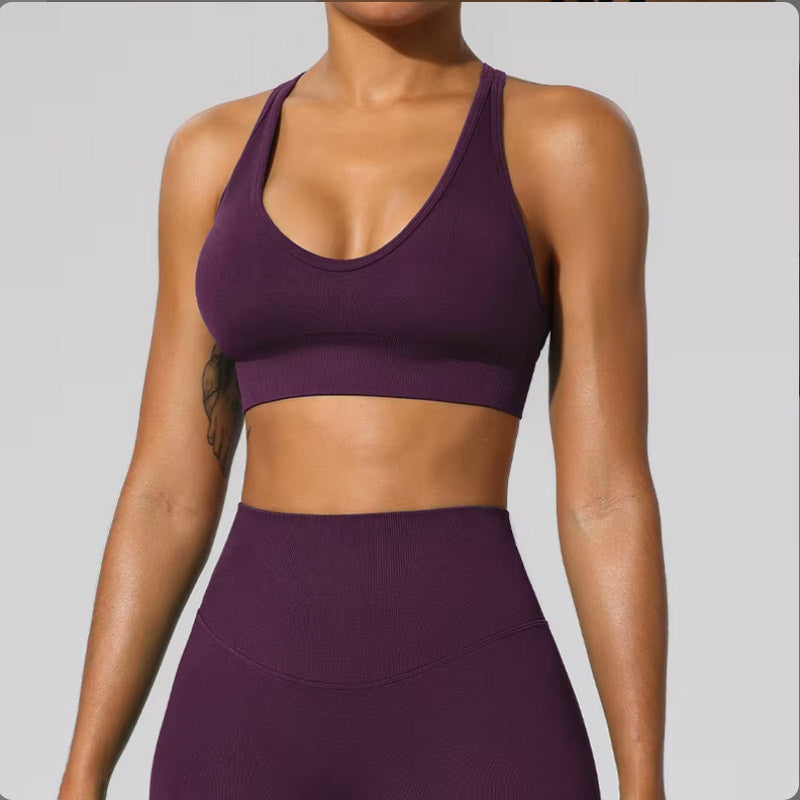 Top sportivo ALYSIA intrecciato prugna